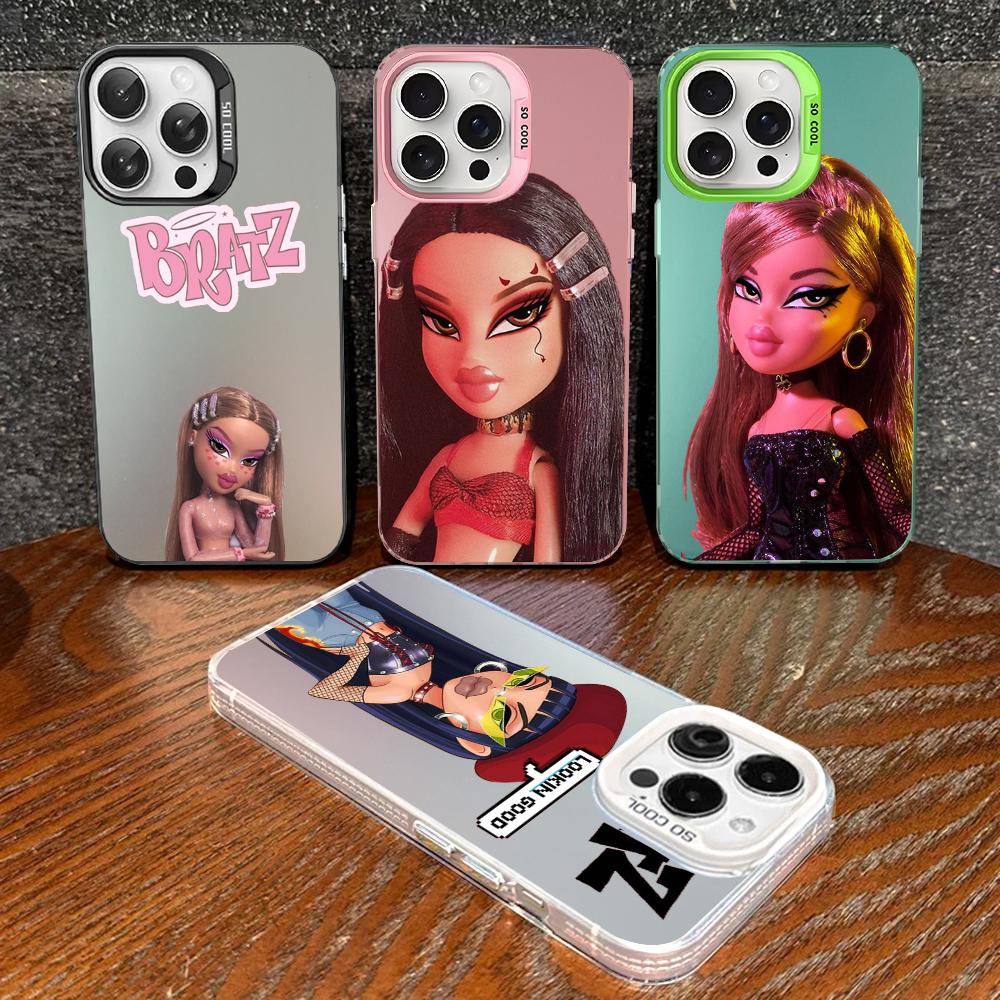Милый Чехол для Телефона Bratz с Куклой для iPhone 16 15 14 13 12 11 Pro Max X XR XSMAX 8 7 Plus Матовый Ударопрочный Задний Чехол