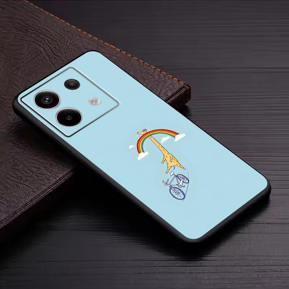 Милый жираф Чехол для телефона Для Redmi Note 14 13 12 11 Pro Plus S 5G 14C A3 Мягкий черный чехол для телефона