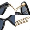 SO & EI Ретро кошачий глаз красочные солнцезащитные очки женские брендовые дизайнерские трендовые мужские солнцезащитные очки с металлической цепочкой UV400 темно-зеленые солнцезащитные очки