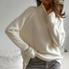 High Neck Pullover Sweater Autumn Winter White Knitwear Loose Casual Knit Sweater for Women Luxurious Relaxed-fit Slimming and Versatile Top