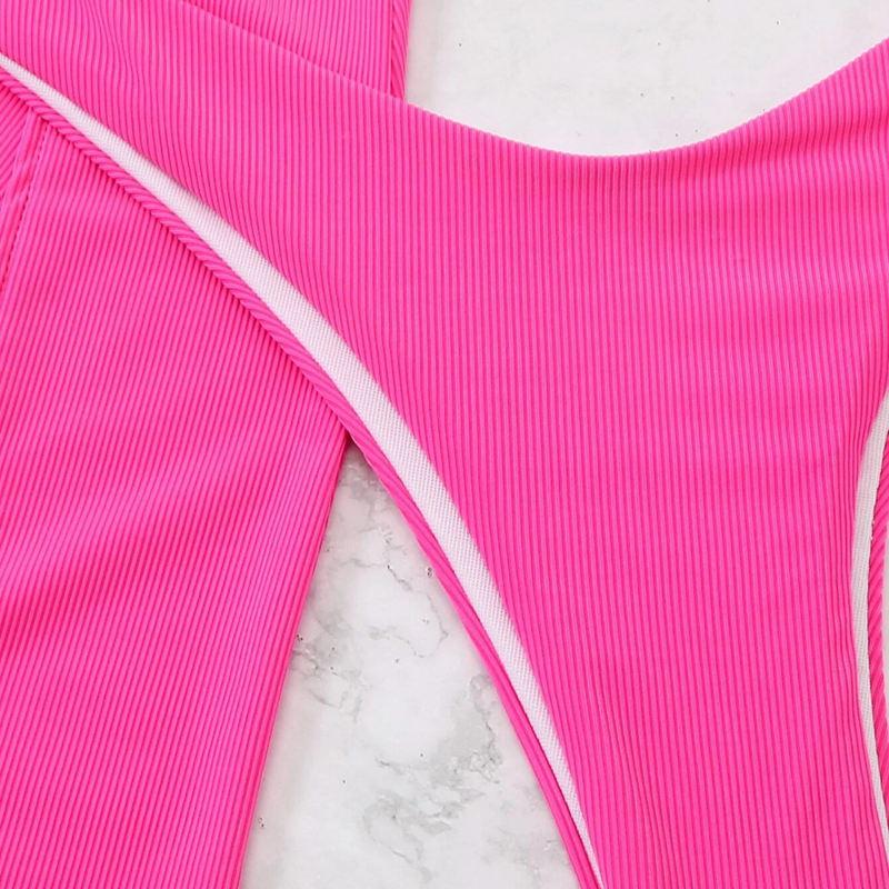 Swimsuit Women's Split Three Piece Set Solid Color Hollow Out Lace Up Sexy Bikini Sets