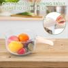 2pcs Foldable Fruit Drainage Baskets with Lids Plastic Fruit Cleaning Bowls Portable 2-in-1 Vegetable Storage Filter Containers