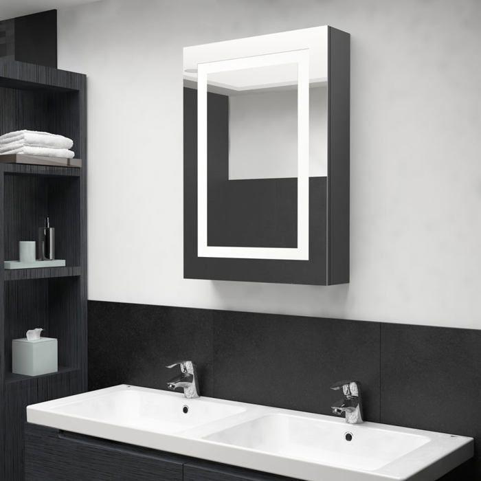 VidaXL Bathroom Cabinet with LED Mirror Glossy Grey 50x13x70 Cm 326491
