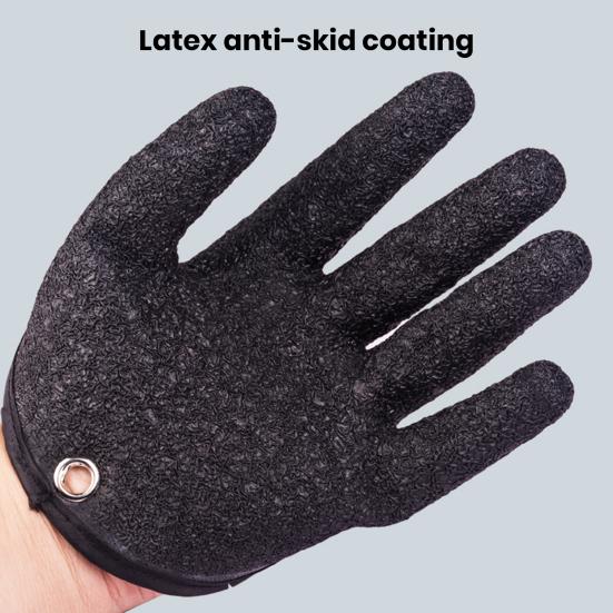 1 Pair Fish Catching Gloves with Release Carabiner High Strength Anti-Slip Puncture Proof Fishing Gloves Fishing Accessories