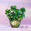 Acrylic Window Pendant Four Leaf Panel Green Indoor Office Gift Wall Hanging Ornament for Patio
