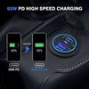 Universal Vehicle USB Charger 12V-24V, 65W PD + QC3.0 Fast Charging Port for Marine, RV, Boat, Motorcycle with LED Display