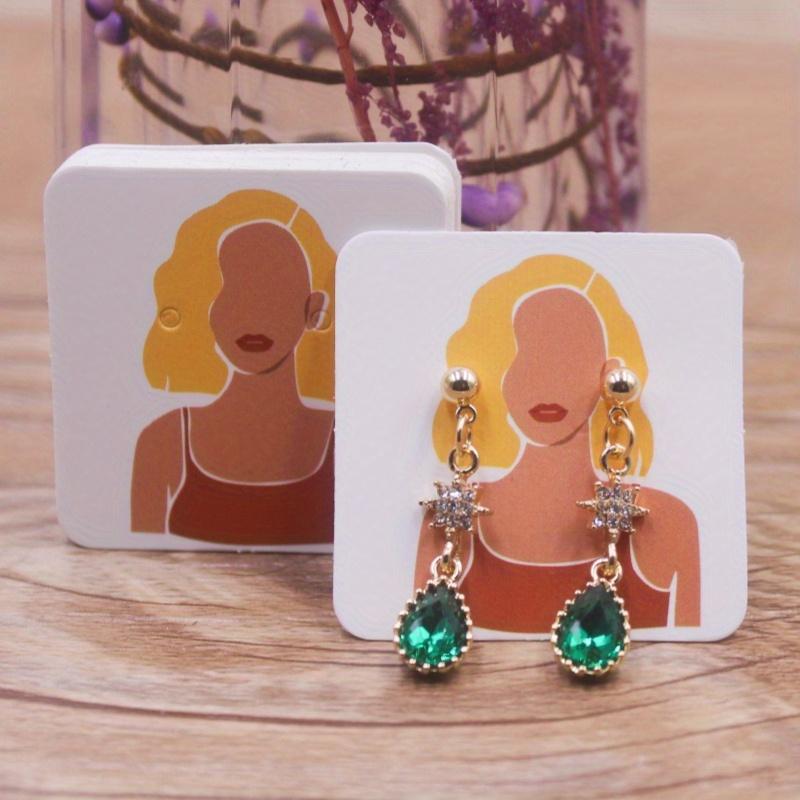 100pcs 4 X4cm New Luxury Brand Jewelry Pearl Powder Paper Display Earring Cards, Earrings, Earring Packaging Label Cards