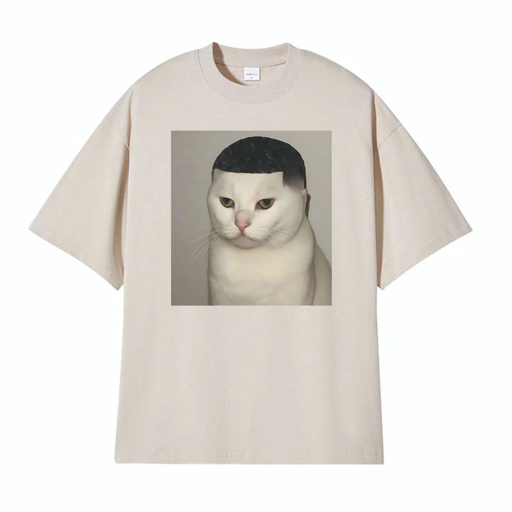 Funny Haircut Unhinged Cat Meme Printed T Shirt Unisex Unisex Casual Cotton High Quality Tshirts Fashion Cool Classic Humor Tshirt