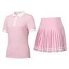 Womens Sporty Polo Top Pleated Skirt Set Tennis Gym Running Active Wear