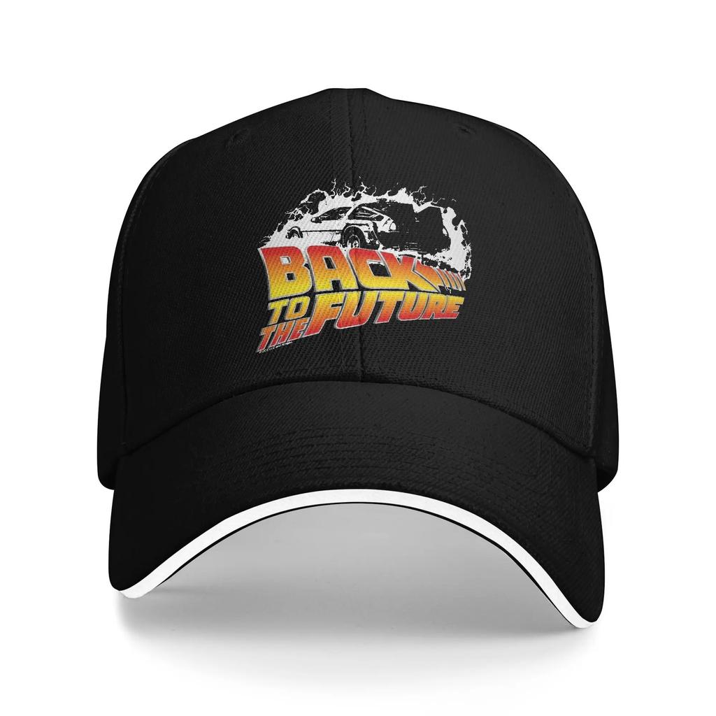 Back to the Future DeLorean White Stencil Caps For Unisex Women Trendy Baseball Cap Sun Hat Travel Headewear Adjustable Fit