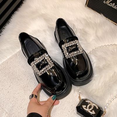 Лоферы женские туфли весна 2024 новые на толстой подошве толстый каблук черные туфли с одной педалью jk туфли Мэри Джейн одинарные туфли маленькие кожаные туфли