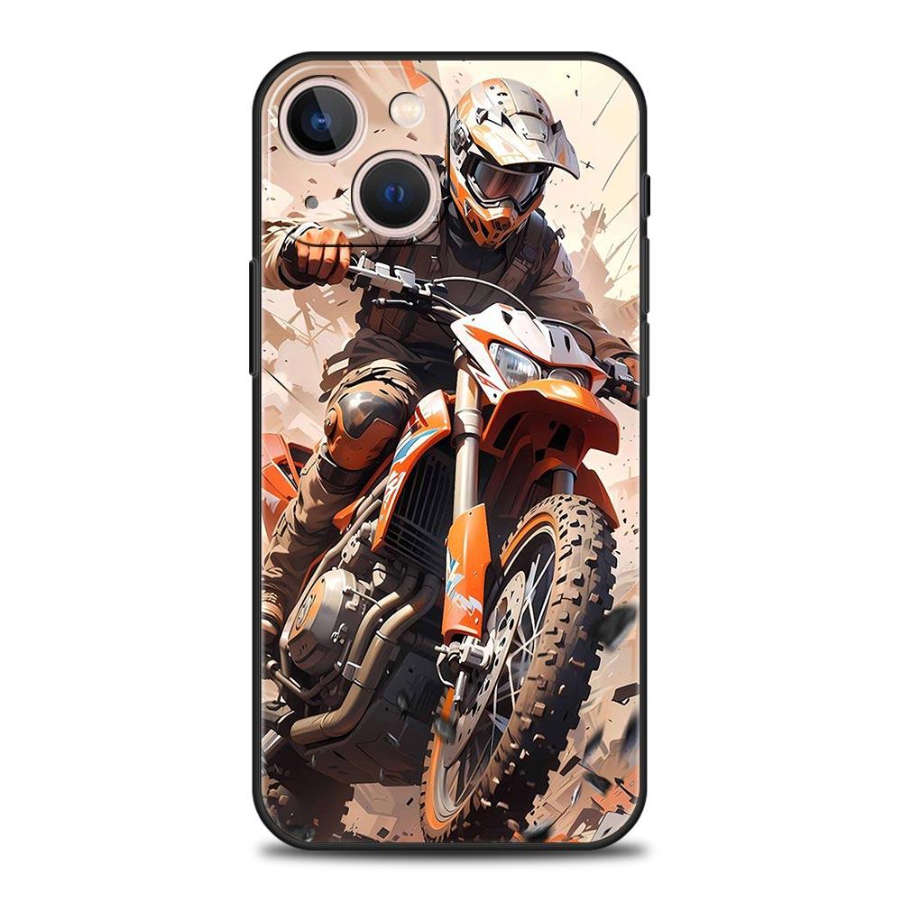 Чехол для телефона Мото Кросс Мотоцикл Спорт Для iPhone 17 16 15 Pro Max 11 12 13 14 7 8 Plus SE 2020 X XR XS Мягкий Черный