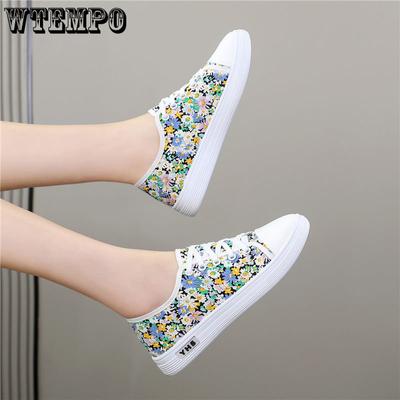 Женская парусиновая обувь, лето 2023, дышащая модная спортивная повседневная обувь с принтом, тканевая обувь на плоской подошве