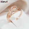 Kinel Luxury Rose Gold Color Crystal Flower Rings