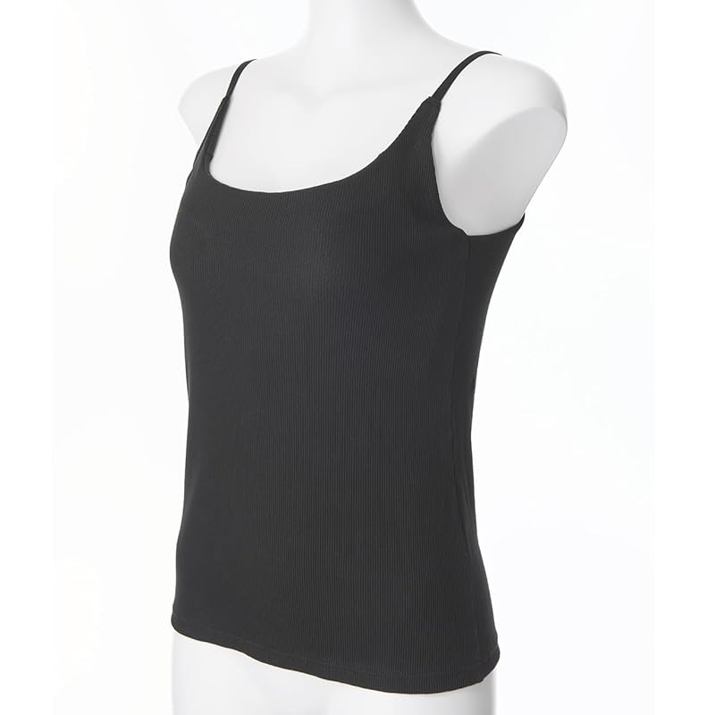 [Peach John] [With Cup] Non-wire Volume Up Cotton Blend Wakitaka Cover Armpit Meat Labelless][PJ BASIC] Cotton Mix Rib Bra Cami Bra Top Black M