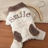 Warm Cotton Pet Dog Jumpsuit With Harness Loop Anti-Shedding Thick Lined Four-Legged Pajamas Indoor Winter Use
