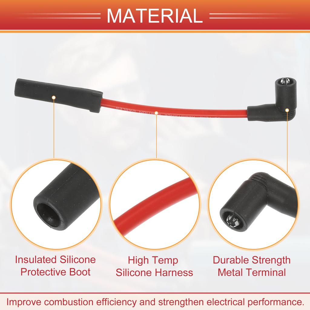 ACROPIX Motorcycle Spark Plug Coil Wire Ignition Coil Harness Cable 8mm for Harley Davidson