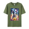 Halloween Blue Heeler With Pumpkins Dog T Shirt New Coming Cotton Adult T Shirt Slim Fit Fitted Round Neck TShirt