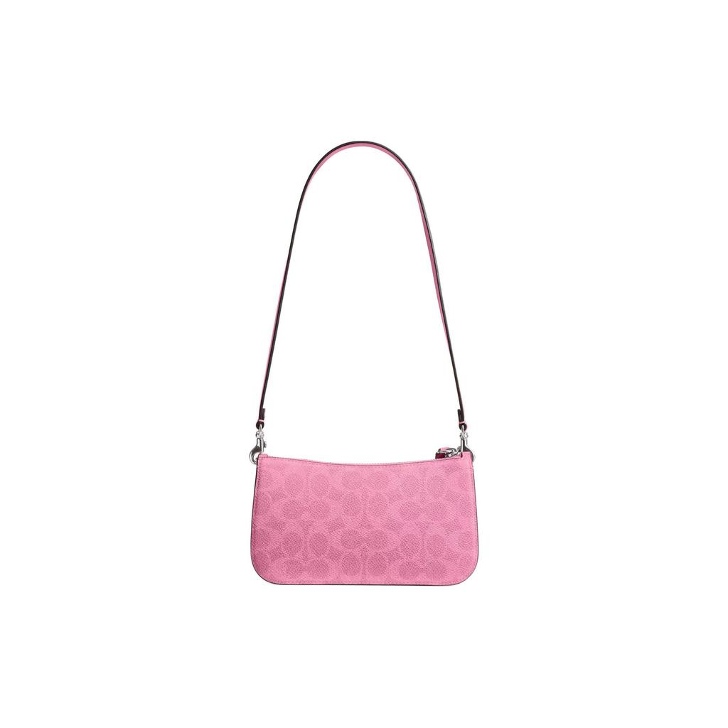 Coach Penn 21 Zipper Closure Coated Canvas And Refined Calfskin Crossbody Shoulder Bag Small Women bags Silver Bright-Pink CM568-LHWPU