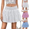 Женские юбки Струящаяся юбка А-силуэта Короткая юбка с высокой талией Юбки с оборками Милая плиссированная юбка