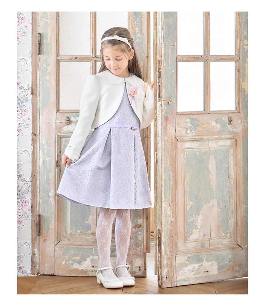 Костюм для поступления в школу, выпускного, формальный, ангельский набор: платье-болеро, лента сзади, 130 см [Arisana] Церемония для девочек, Церемония, Детская одежда,