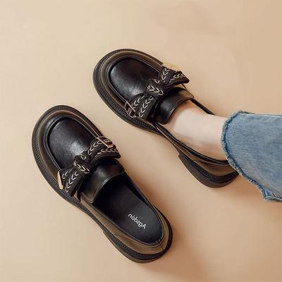 Женские лоферы с бантом 2025 лето новая платформа британский стиль маленькие кожаные туфли с юбкой черные jk одинарные туфли