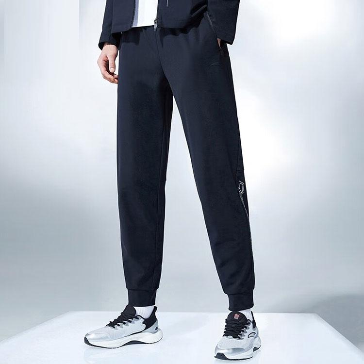 Anta Зауженные спортивные штаны с вышитым логотипом Life Series, мужские, черные 152317302-1