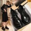 Black British Style Small Leather Shoes Spring and Autumn New Thick-soled Big-toe Derby Shoes College Style