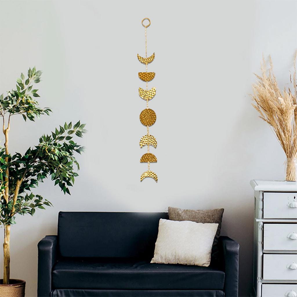 Настенный подвесной подвесной светильник с фазой луны, настенные украшения с металлической цепочкой для офиса, детской спальни, оконные настенные украшения