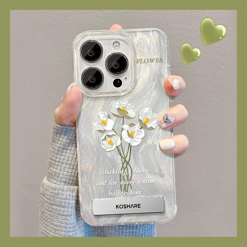 Подходит для чехла для мобильного телефона Huawei P70/60pro Vivos17 Белый букет Подставка Oppo Перо Лазерная нить Xiaomi 13