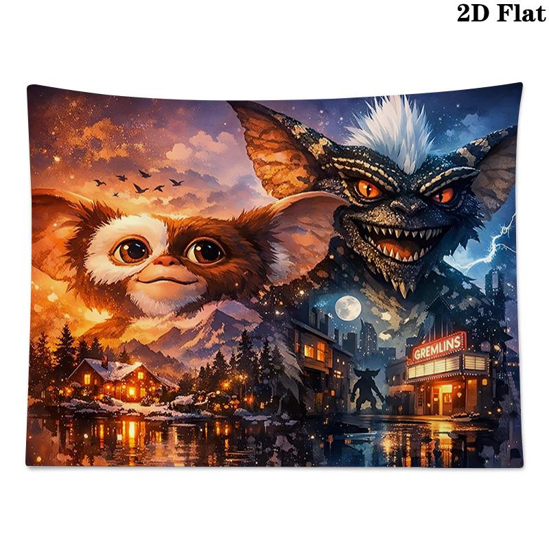 Gremlins Wall Tapestry Aesthetic Wall Hanging Printed Fabric Blanket Decorative Tapestries for Bedroom Living Room Home Decor