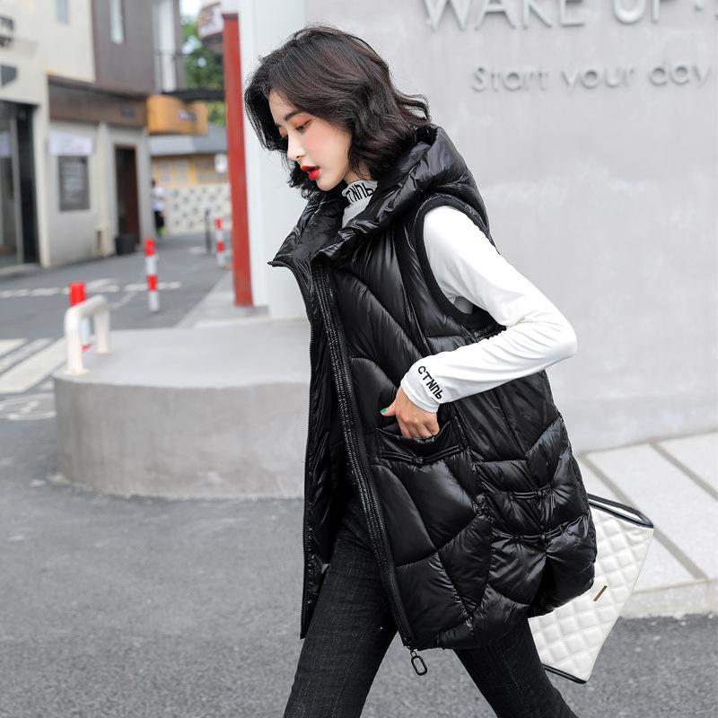 Women Autumn Winter Outwear Thicken Waistcoat Cotton Padded Hooded Sleeveless Jacket Coat Vest