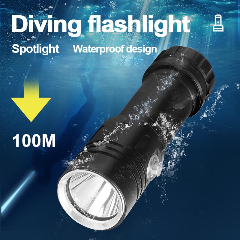 Профессиональный фонарь для дайвинга L2 Wick High Power Dive Flashlight Amphibia Hand Lamp Подводный фонарь для рыбалки