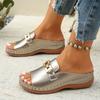 Women's Chain Decorative Wedge Sandals, Casual Open-toed Platform Shoes, Comfortable Sandals