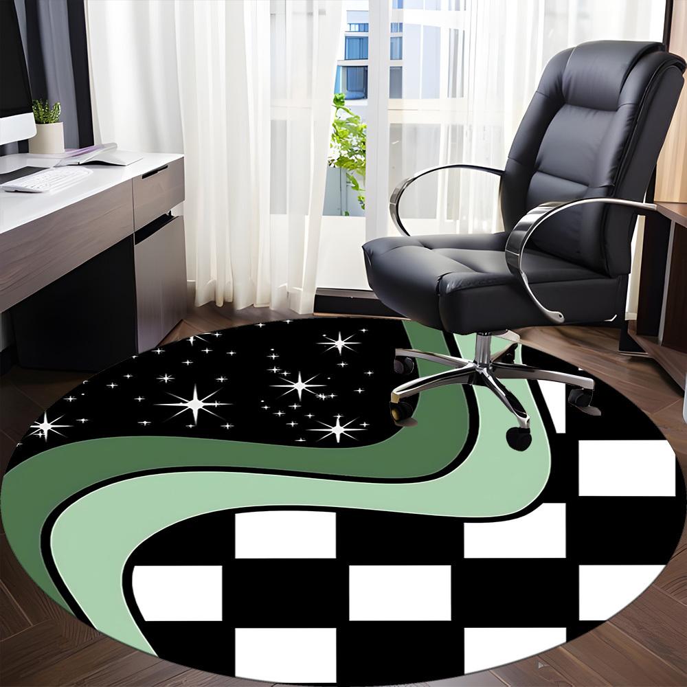 1pc Galaxy Waves Office Round Area Rug, Mat Suitable For Office, Under Office Chairs Bedroom Living Room Home Decor, Room Deco