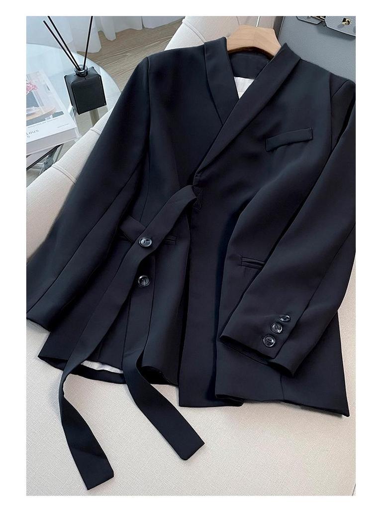 Весенний женский розовый блейзер и брюки палаццо