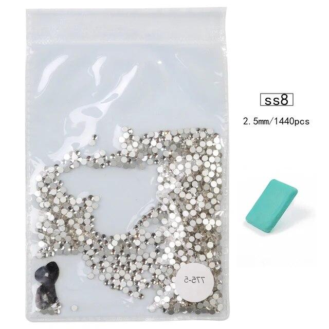 SS3-SS30, 1440 шт., супер блестящие многоцветные стразы с плоской задней частью без горячей фиксации для украшения ногтей, обуви и танцевальных украшений