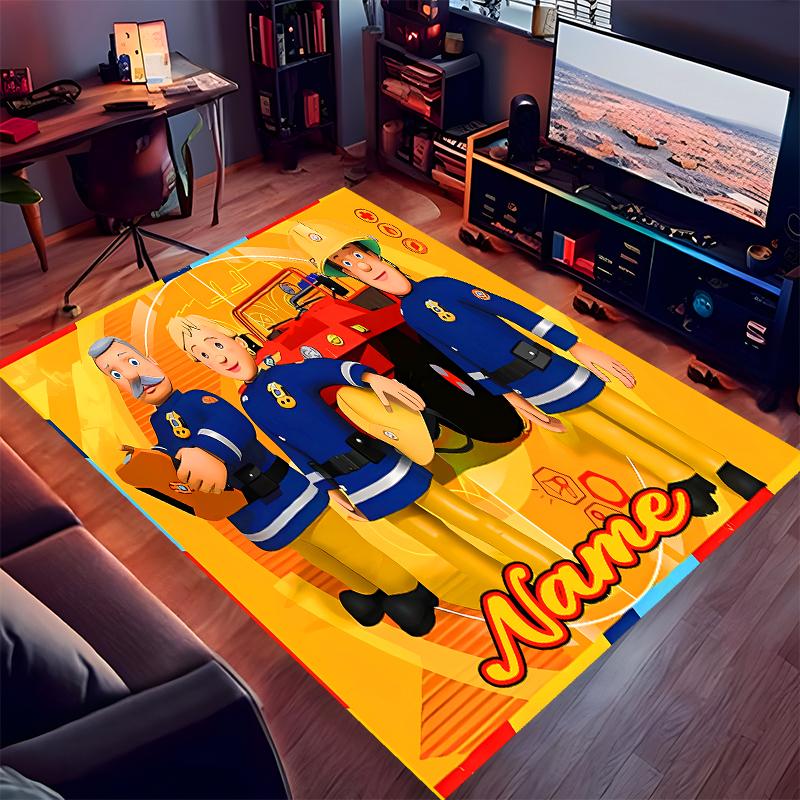 Custom personalization Fireman Sam Print Area Rug - Soft, Washable Non-Slip Indoor Mat,Living Room,Home&Office Decorative Rug