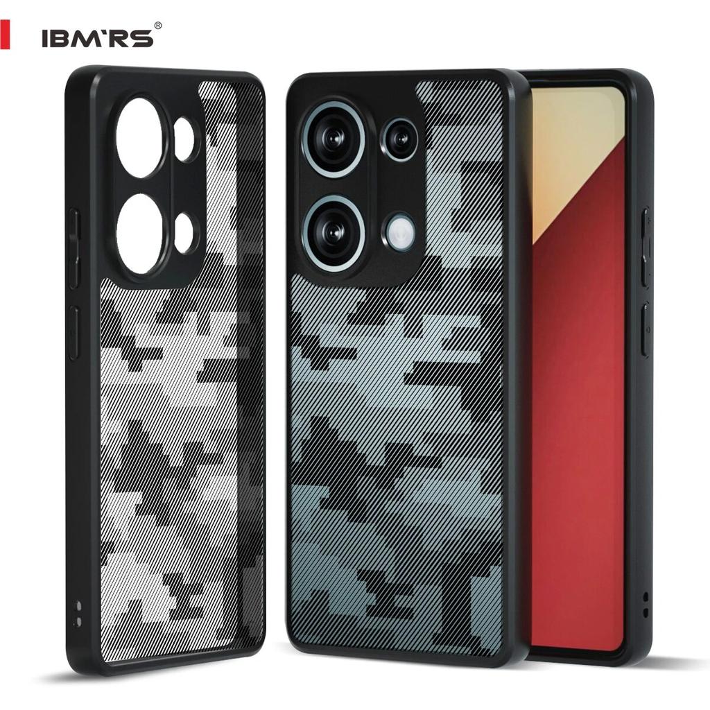 (Comes with Wrist Strap)ibmrs for Xiaomi Redmi Note 13 Pro 4G Anti-Fingerprint Camo Case ,matte Clear Transparent Phone Protective Case