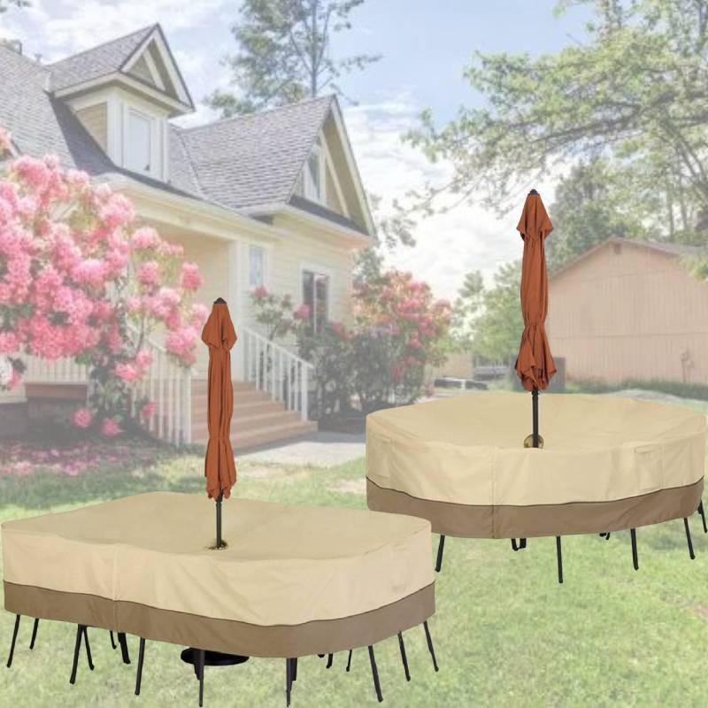 Durable 190t Silver-coated Oxford Fabric Garden Furniture Dust Cover Beige And Coffee Color