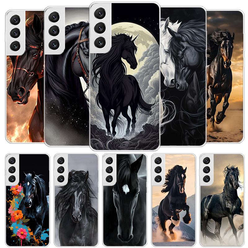 Animal Black Horse Cover Phone Case For Samsung Galaxy S26 S25 Edge S24 Ultra S23 S22 Plus S21 S20 FE Soft Fundas Shell Galaxy S