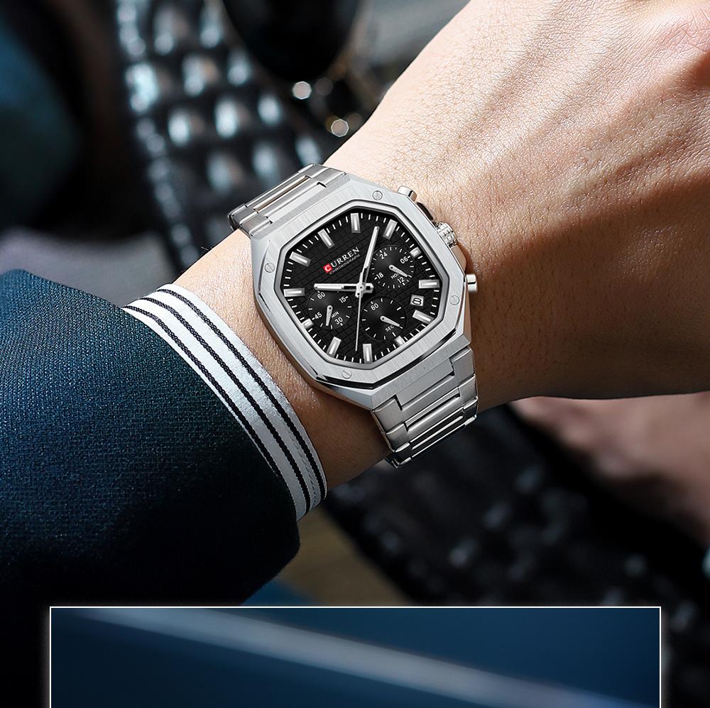 CURREN Luxury Square Sport Man наручные часы водонепроницаемые светящиеся кварцевые мужские часы из нержавеющей стали мужские часы