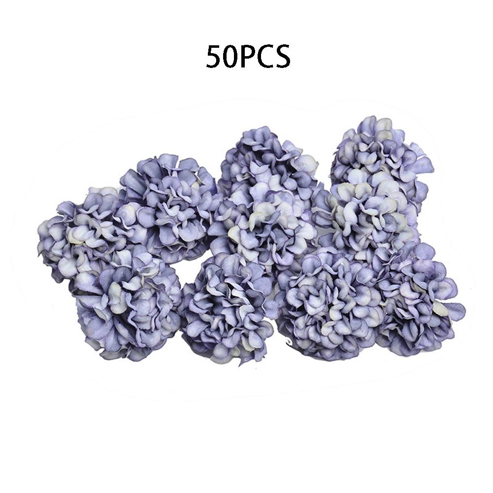 50PCS Artificial Silk Floral Flower Head Hydrangea Wedding Party Decor Craft DIY