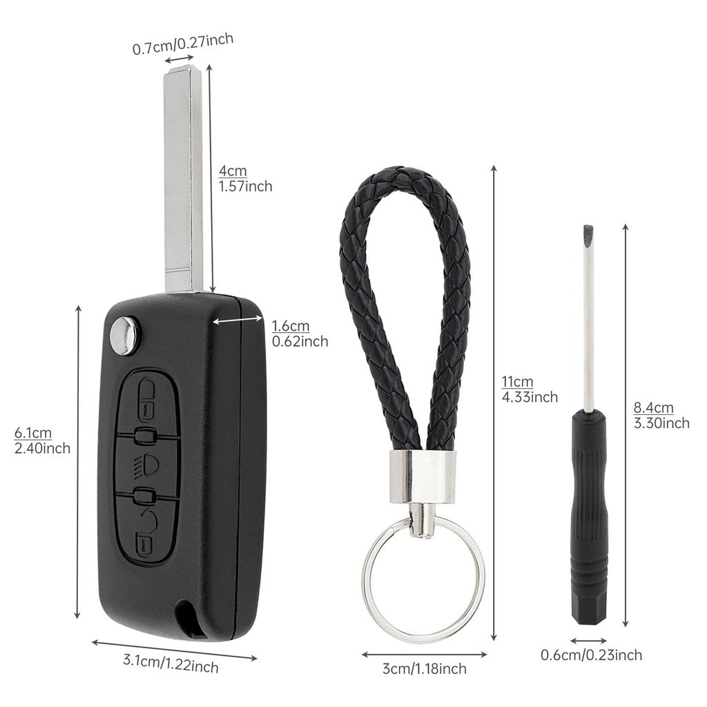 Прочный сменный корпус брелока с 3 кнопками для 207-407 Citroen C1-C4 с инструментами, брелок, отвертка