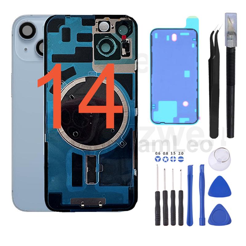 1 Комплект OEM Замена заднего стекла для iPhone 14 Задняя крышка Стекло с водонепроницаемым уплотнителем, магнитом, объективом камеры и инструментами для 14 6.1