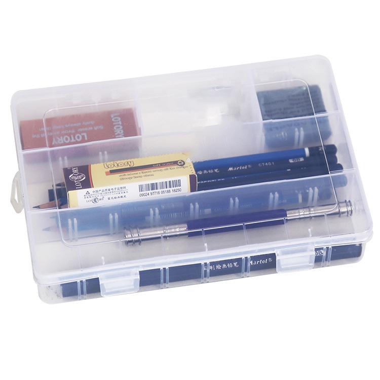 Прозрачный пластиковый пенал: Однослойный, вставной, большой емкости для эскизов и канцелярских принадлежностей