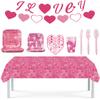 Valentine'S Day Themed Square Paper Plate Love Tissue Party Arrangement Supplies Disposable Tableware Set