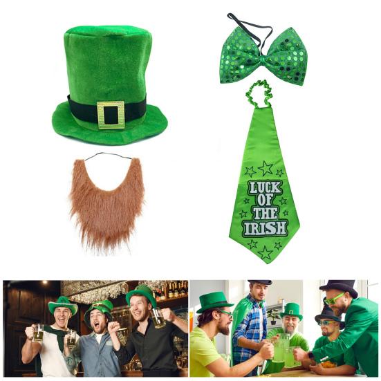 Улица. Цилиндр Лепрекона на День Святого Патрика с набором накладной бороды, уникальный дизайн, классический цвет, забавный наряд для косплея, товары для вечеринок