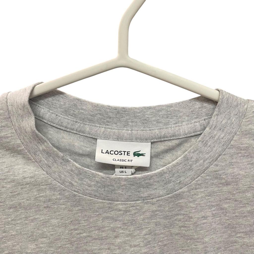 Б/у [Новая и неиспользованная] [В упаковке/с бирками] LACOSTE Футболка с круглым вырезом и контурным логотипом, плотная, с коротким рукавом TH5582-99 Серый CCA / Серебристо-серый 100%
