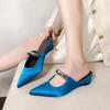 2025 Новые женские весенне-летние мюли, тапочки с острым носком, модные нарядные шлепанцы для вечеринки на открытом воздухе, обувь